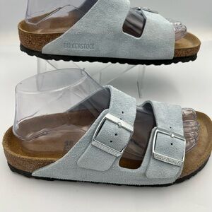 Birkenstock Sandals - Soft blue Suede with silver accent buckles